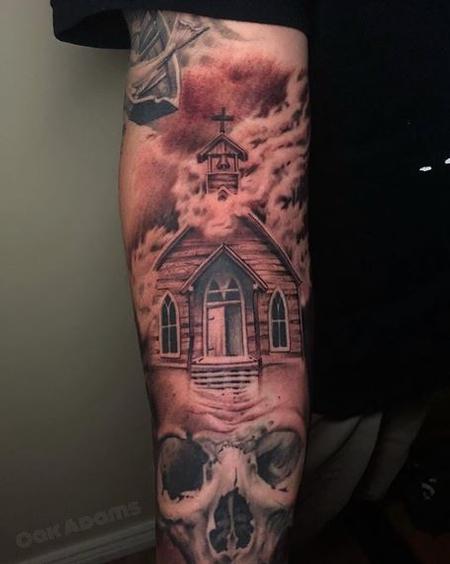 Tattoos - Oak Adams Burning Church - 140098